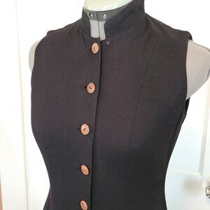 Vintage Claude Rene Black Linen Button Maxi Dress S- 4